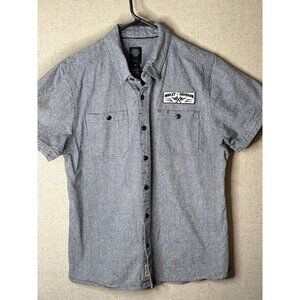 Harley-Davidson Black Label Gray Stripe Short Sleeve Button-Up Shirt Mens Med
